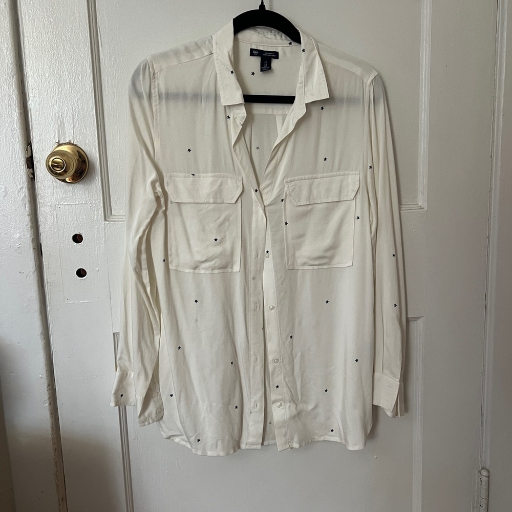 GAP Cream Shirt with Blue Stars
